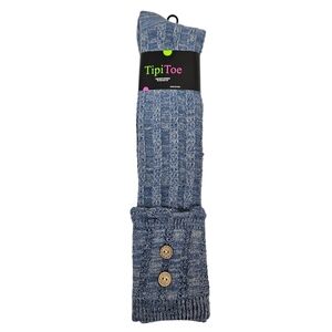 NWT Tipi Toe Marled Light Blue Cable Knit Knee High Boot‎ Socks Over Knee Socks